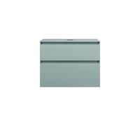 burgbad Lin20 meuble sous-lavabo avec plan de toilette, 2 tiroirs, 802x552x661mm, WXOD080F5395, Couleur: bleu glacé mat / panneau arrière gris anthracite