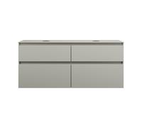 burgbad Lin20 meuble sous-lavabo avec plan de toilette, 2 vasques, 4 tiroirs, 1402x487x611mm, SGIH140F5352, Couleur: Gris basalte mat avec chant laser