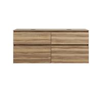 burgbad Lin20 meuble sous-lavabo avec plan de toilette, 2 vasques, 4 tiroirs, 1402x487x611mm, SGIH140F5357, Couleur: Cendres Dekor Cappuccino
