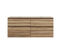 burgbad Lin20 meuble sous-lavabo avec plan de toilette, 2 vasques, 4 tiroirs, 1402x552x611mm, SGRC140F5357, Couleur: Cendres Dekor Cappuccino