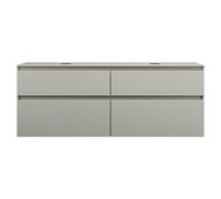 burgbad Lin20 meuble sous-lavabo avec plan de toilette, 2 vasques, 4 tiroirs, 1602x487x611mm, SGIH160F5352, Couleur: Gris basalte mat avec chant laser