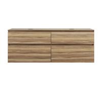 burgbad Lin20 meuble sous-lavabo avec plan de toilette, 2 vasques, 4 tiroirs, 1602x487x611mm, SGIH160F5357, Couleur: Cendres Dekor Cappuccino