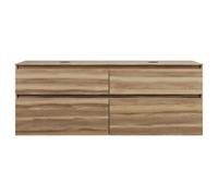 burgbad Lin20 meuble sous-lavabo avec plan de toilette, 2 vasques, 4 tiroirs, 1602x552x611mm, SGRC160F5357, Couleur: Cendres Dekor Cappuccino