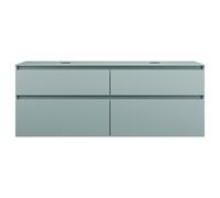 burgbad Lin20 meuble sous-lavabo avec plan de toilette, 2 vasques, 4 tiroirs, 1602x552x611mm, SGRC160F5395, Couleur: bleu glacé mat / panneau arrière gris anthracite