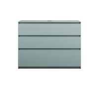 burgbad Lin20 meuble sous-lavabo avec plan de toilette, 3 tiroirs, 1202x487x900mm, WWYJ120F5395, Couleur: bleu glacé mat / panneau arrière gris anthracite