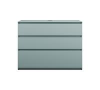 burgbad Lin20 meuble sous-lavabo avec plan de toilette, 3 tiroirs, 1202x552x900mm, WXOE120F5395, Couleur: bleu glacé mat / panneau arrière gris anthracite