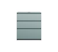 burgbad Lin20 meuble sous-lavabo avec plan de toilette, 3 tiroirs, 802x487x900mm, WWYJ080F5395, Couleur: bleu glacé mat / panneau arrière gris anthracite