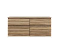 burgbad Lin20 meuble sous-lavabo avec plan de toilette, découpe de la cuve à droite, 4 tiroirs, 1402x487x661mm, SGIF140RF5357, Couleur: Cendres Dekor Cappuccino