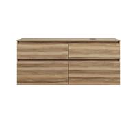 burgbad Lin20 Meuble sous-lavabo avec plan de toilette, découpe de la cuve à droite, 4 tiroirs, 1402x552x611mm, SGRA140RF5357, Couleur: Cendres Dekor Cappuccino