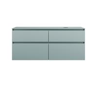 burgbad Lin20 Meuble sous-lavabo avec plan de toilette, découpe de la cuve à droite, 4 tiroirs, 1402x552x611mm, SGRA140RF5395, Couleur: bleu glacé mat / panneau arrière gris anthracite