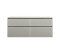 burgbad Lin20 Meuble sous-lavabo avec plan de toilette, découpe de la cuve à droite, 4 tiroirs, 1402x552x611mm, SGRA140RF5352, Couleur: Gris basalte mat avec chant laser