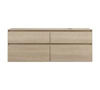 burgbad Lin20 Meuble sous-lavabo avec plan de toilette, découpe de la cuve à droite, 4 tiroirs, 1602x487x661mm, SGIF160RF5355, Couleur: Chêne décor Cachemire