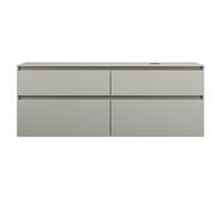 burgbad Lin20 Meuble sous-lavabo avec plan de toilette, découpe de la cuve à droite, 4 tiroirs, 1602x487x661mm, SGIF160RF5352, Couleur: Gris basalte mat avec chant laser