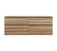 burgbad Lin20 Meuble sous-lavabo avec plan de toilette, découpe de la cuve à droite, 4 tiroirs, 1602x487x661mm, SGIF160RF5357, Couleur: Cendres Dekor Cappuccino