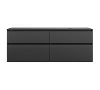 burgbad Lin20 meuble sous-lavabo avec plan de toilette, découpe de la cuve à droite, 4 tiroirs, 1602x552x661mm, SGRA160RF5381, Couleur: Gris foncé mat