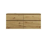 burgbad Lin20 Meuble sous-lavabo avec plan de toilette, découpe de la cuve à gauche, 4 tiroirs, 1402x487x661mm, SGIF140LF5353, Couleur: Décor chêne Urban