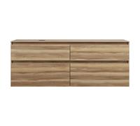 burgbad Lin20 Meuble sous-lavabo avec plan de toilette, découpe de la cuve à gauche, 4 tiroirs, 1602x487x661mm, SGIF160LF5357, Couleur: Cendres Dekor Cappuccino