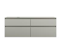 burgbad Lin20 Meuble sous-lavabo avec plan de toilette, découpe de la cuve à gauche, 4 tiroirs, 1602x487x661mm, SGIF160LF5352, Couleur: Gris basalte mat avec chant laser