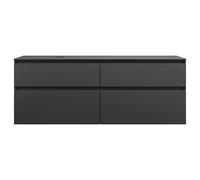 burgbad Lin20 Meuble sous-lavabo avec plan de toilette, découpe de la cuve à gauche, 4 tiroirs, 1602x552x611mm, SGRA160LF5381, Couleur: Gris foncé mat