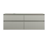 burgbad Lin20 Meuble sous-lavabo avec plan de toilette, découpe de la cuve à gauche, 4 tiroirs, 1602x552x611mm, SGRA160LF5352, Couleur: Gris basalte mat avec chant laser