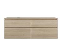 burgbad Lin20 Meuble sous-lavabo avec plan de toilette, découpe de la cuve à gauche, 4 tiroirs, 1602x552x611mm, SGRA160LF5355, Couleur: Chêne décor Cachemire