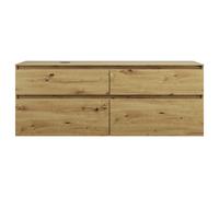 burgbad Lin20 Meuble sous-lavabo avec plan de toilette, découpe de la cuve à gauche, 4 tiroirs, 1602x552x611mm, SGRA160LF5353, Couleur: Décor chêne Urban