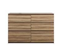 burgbad Lin20 meuble sous-lavabo avec plan de toilette, découpe de la cuve à gauche, 6 tiroirs, 1402x487x900mm, SGIG140LF5357, Couleur: Cendres Dekor Cappuccino
