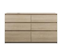 burgbad Lin20 meuble sous-lavabo avec plan de toilette, découpe de la cuve à gauche, 6 tiroirs, 1602x487x900mm, SGIG160LF5355, Couleur: Chêne décor Cachemire