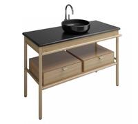 burgbad Mya lavabo à poser en céramique avec meuble sous-lavabo, 1200mm, SFKH120F3191C0038, Couleur: Chêne Nature