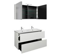 burgbad Rocio Ensemble armoire de toilette avec éclairage LED, lavabo double et meuble sous-lavabo, largeur 1200mm, SGYS120F6223C0001, Couleur: Blanc mat