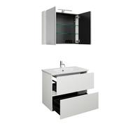 burgbad Rocio Ensemble composé d'une armoire de toilette avec éclairage LED, d'un lavabo et d'un meuble sous-lavabo, largeur 800mm, SGYQ080F6223C0001, Couleur: Blanc mat