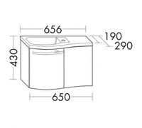 burgbad Sinea Invités burgbad Sinea Salle de bain en fonte minérale Lavabo avec meuble sous-lavabo, lavabo à gauche, largeur : 656 mm, WTU065ELF2214, Couleur: Décor Chêne Cachemire / Décor Chêne Cache