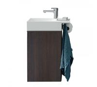 burgbad Yumo lavabo en fonte minérale avec meuble sous-lavabo, largeur : 505 mm, version gauche, SFKP051LF3724G0179, Couleur: Mélamine noire Hacienda / Mélamine noire Hacienda