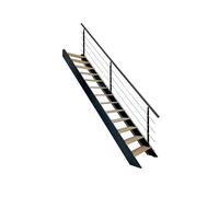 Burger Escalier Droit en Bois Hêtre/Chêne 290 cm + LED + Rampe Alu Spark - 793