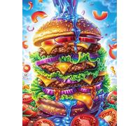Burger géant dans un ciel cosmique 1000 Pieces Casse-tête Adulte En Carton Rigide Sans Déformation Paysages et science-fiction Difficile Moyenne Décoration Murale Idée Cadeau Anniversaire Premium 1000