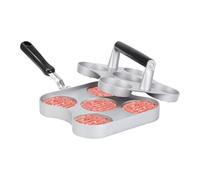 Burger Patty Maker - Mousseur de hamburger en d'aluminium de 14,57 pouces | Presse à grille anti-adhésive | Outil de grille avec poignée en bois pour hayons arrière, barbecue,