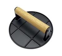 Burger Press - Cast Iron Grill Press, poids plat rond | Outil de presse de 6,3 pouces sur plate-forme, poignée non glissante anti-échaudé pour la cuisine à la maison cuisinière extérieur steak bacon b