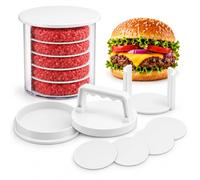 Burger Press Patty Maker, Adjustable Hamburger Mold (5 Layer) | with Storage Container and Patty Separators for Homemade Burgers, BBQ & Grilling