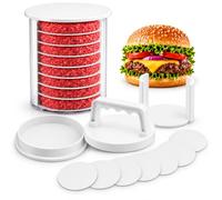 Burger Press Patty Maker, Adjustable Hamburger Mold (9 Layer) | with Storage Container and Patty Separators for Homemade Burgers, BBQ & Grilling