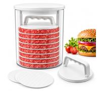 Burger Press Patty Maker with Storage Container & Separator Discs (8 Layers)