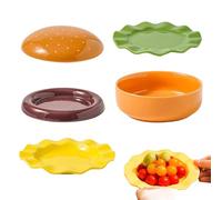 Burger Seramik Tabak Seti | Yığılabilir Seramik Düz Tabaklar | Akşam Yemeği Ve Tatlı Tabağı | Parti Ev Sahipleri Ev Aşçıları Üniversite Öğrencileri Aile Yemeği Açık Hava Pikniği Doğum Gür nü Barbekü