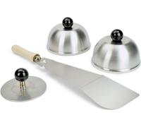 Burger Set pour des burgers parfaits de la plaque de feu et de la plancha - 1 Smasher | 1 Grillmachete | 2 cloches à burgers