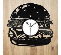Burger Vinyle Horloge Murale Record Unique Design Maison et Cuisine Chambre Décoration Design Vintage Bureau Bar Chambre Décor À La Maison