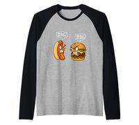 Burgers drôles Hot Dog pour fille, femme, maman, épouse, junkie de restauration rapide Manche Raglan