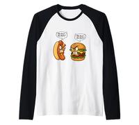 Burgers drôles Hot Dog pour fille, femme, maman, épouse, junkie de restauration rapide Manche Raglan