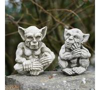 Burgess Home & Garden Paire de statues Sprite Gremlin en pierre | Gargouille Décoration de jardin d'extérieur, 1F-277