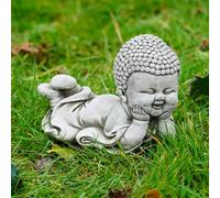 Burgess Home & Garden Statue de bébé Bouddha en pierre | Moine de jardin extérieur Décoration Ornement Zen couché couché Bouddha incliné, BUD56