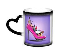 BURGHR Tasse à café changeant de couleur de chaleur de chaussures et de maquillage, tasse à café en céramique changeante de couleur de ciel étoilé, cadeau de nouveauté