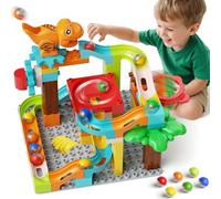 burgkidz Circuit de Billes, 90 pièces Marble Run Labyrinthe Parcours de Billes à Construire, Jeu de Construction Créatif Jouet d'apprentissage Cadeau Enfant Dès 3 4 5 6 7 8 Ans Fille Garçon