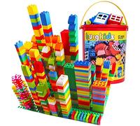 burgkidz Ensemble de Gros Blocs de Construction pour Enfants, 214 Pièces de Briques de Construction Éducative avec Seau de Rangement, Compatible avec Toutes Les Grandes Marques